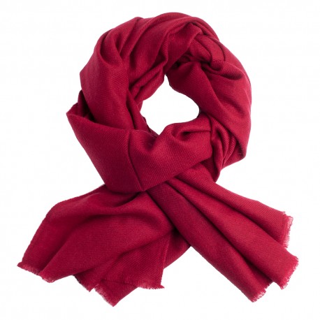 Maroon cashmere scarf in twill weave