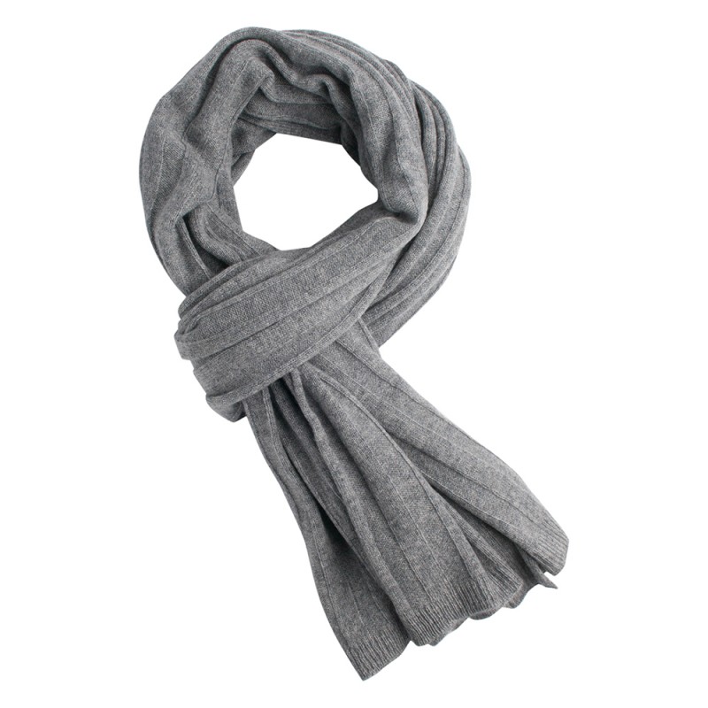 Light grey knitted cashmere scarf for men and women