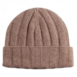 Beige knitted hat in pure cashmere