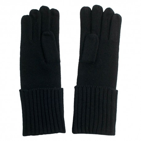 Black knitted gloves in pure cashmere