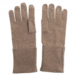 Beige knitted cashmere gloves