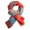 Large checkered pashmina shawl in red, blue, beige and grey