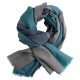 Three coloured pashmina shawl in petrol and grey