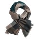 Checkered pashmina shawl in green, caramel, beige and grey
