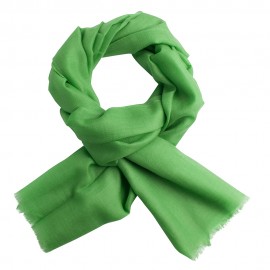 Vibrant green pashmina stole in basket weave