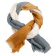 Three coloured cashmere shawl in coral, white and beige