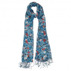 Blue scarf with flower print