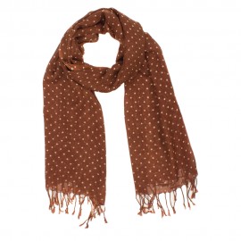 Brown scarf with white dots