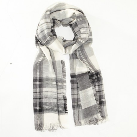 Black and white scarf in merino wool