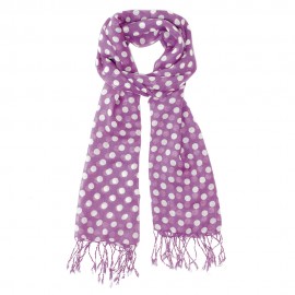 Purple scarf with white dots