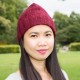 Burgundy flecked rib knitted cashmere hat