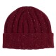 Burgundy flecked rib knitted cashmere hat
