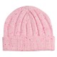 Soft pink flecked rib knitted cashmere hat