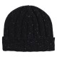 Black flecked rib knitted cashmere hat
