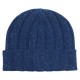 Blue flecked rib knitted cashmere hat