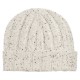White flecked rib knitted cashmere hat