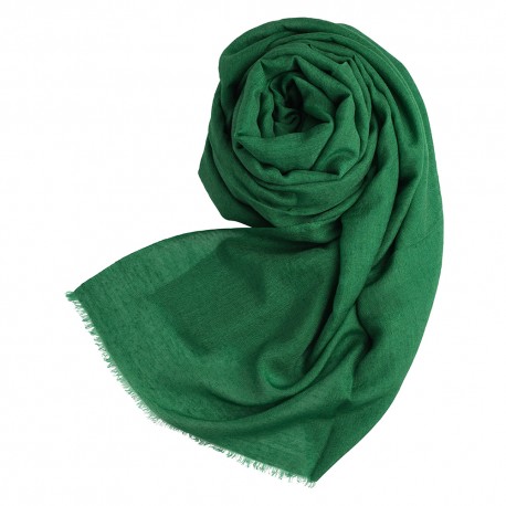 Beautiful dark green pashmina shawl made from cashmere and silk